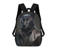 sinyumoney Panther in Leather Jacket Children's School Backpack Fashion Casual Children's Backpacks 3D Printed School Bags Boy Large Backpack 17inch