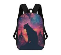 sinyumoney Panther Silhouette Galaxy 3D Printed 17inch Kids School Backpack School Bag Fashion Rucksacks for Boys Elementary And Middle School Students