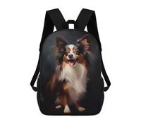 sinyumoney Papillon Dog School Backpack High Secondary School Bags Casual Backpack for Girl, Teen Girls 17inch
