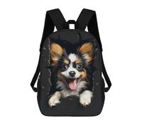 sinyumoney Papillon Dog School Backpack Water Resistant Computer Rucksack- Perfect for Travel, Work And Daily Use 17inch