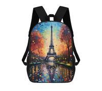 sinyumoney Paris Art Eiffel Tower Kids' Book Bag 3D Printing School Bag Boys And Girls Cool Knapsack Casual Back Bag for School Students 17inch