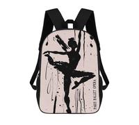 sinyumoney Paris Ballet Poster 17 Inch School Bag Backpack Teen Schoolbag 3D Printing Adjustable Schoolbag Fashion Pocket Bag for Kids Boys Girls Students