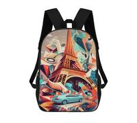 sinyumoney Paris Eiffel Tower 3 Children's Backpacks School Backpack 3D Printed for Kids Travel Rucksacks Book Bags Kids 17inch School Bag
