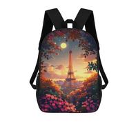 sinyumoney Paris Eiffel Tower Sunset Backpack Schoolbags for Boys Girls Casual Sport Daypack Elementary Primary Large Capacity Bookbags 17inch