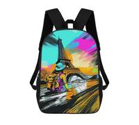 sinyumoney Paris Eiffel Tower Travel Art Print Backpack School Water Resistant Travel Backpack Computer Bag - Perfect for Travel, Work And Daily Use 17inch