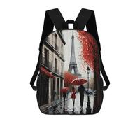 sinyumoney Paris France Red Backpack School Bag Secondary Causal Travel High School Bags for School/Work/Travel 17inch