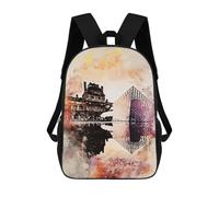 sinyumoney Paris in Watercolor Backpacks Kids Student Schoolbag 3D Printed Backpacks Elementary And Middle School Students Backpacks for Boys Girls 17inch