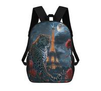 sinyumoney Paris Night Leopard Romance Backpack School Daypacks Business Backpack Water Resistant Bookbag for Boys/Girls/Teenagers 17inch