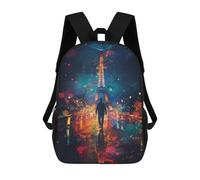 sinyumoney Paris Night Lights Eiffel Tower Reflections 17inch School Bag 3D Printed Children's School Backpack Casual Fashion Travel Backpacks for Kids School Students