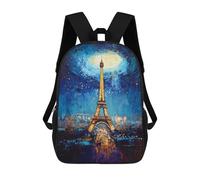 sinyumoney Paris Night Sky Eiffel Tower 3D Printed Kids 17inch Backpacks Boys Fashion Travel Backpacks School Bag for Boys Elementary And Middle School Students