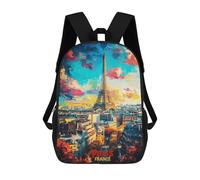 sinyumoney Paris Overview Art Rucksack Water Resistant School Bag Business Backpack for Men, Women & Teenage Boys 17inch