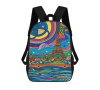 sinyumoney Paris Skyline Art Print School Backpack Fashion Stationery Backpack Waterproof Casual Daypacks for Men/Women 17inch