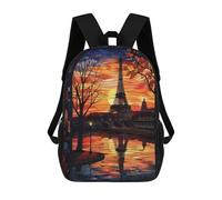 sinyumoney Paris Sunset Reflection Rucksack Fashion Stationery Backpack Waterproof Casual Daypacks for Men, Women & Teenage Boys 17inch