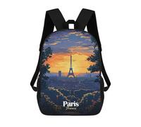 sinyumoney Paris Sunset Skyline Backpack School Secondary Causal Travel High School Bags for Boys/Girls/Teenagers 17inch