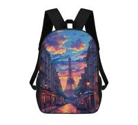 sinyumoney Paris Sunset Street Scene School Backpack Lightweight Schoolbag Dayback Bookbag College for Camping Outdoor Adventures And Daily Travel 17inch