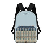 sinyumoney Paris Travel Snippet School Bag Backpack Teen Schoolbag 3D Printing Adjustable Schoolbag Fashion Pocket Bag for Kids Boys Girls Students And Teenagers Fans 17inch
