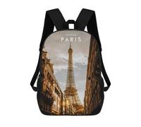 sinyumoney Parisian Eiffel Tower Charm School Bag 3D Printed Children's School Backpack Casual Fashion Travel Backpacks for Kids School Students 17inch