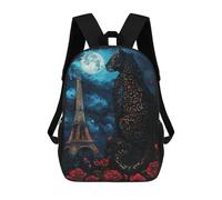 sinyumoney Parisian Night Leopard Art Print Children's School Backpack Fashion Casual 17inch 3D Printed School Bags Boy School Backpack Large Backpack