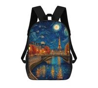 sinyumoney Parisian Night Sky Canvas Backpack School Work Business College School for Men, Women & Teenage Boys 17inch