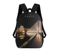 sinyumoney Parisian Pyramid Reflections Backpack Cartoon Plush Bag, 3D Backpack for Kids School Bag Birthday Gift Idea for Boys And Girls 17inch