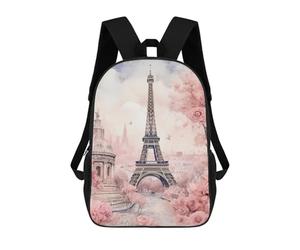 sinyumoney Parisian Romance Eiffel Tower in Bloom 3D Printed Children's School Backpack for Kids High Capacity Travel Rucksacks Book Bags Kids School Bag Back Pack 17inch