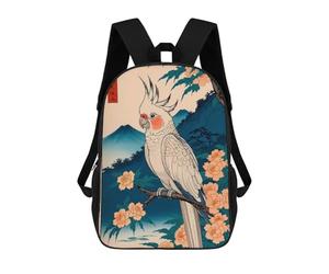 sinyumoney Parrot Bird Japanese Art School Backpack Rucksack Casual Daypacks School Work Travel Bag for Campus Outdoor Travel Sports 17inch