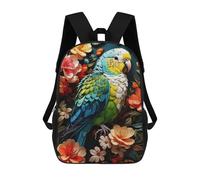 sinyumoney Parrot Flower Colors Backpacks Kids School Backpack School Bag 3D Printed Fashion School Bags for Boys Elementary And Middle School Students 17inch