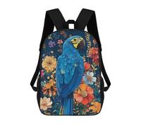 sinyumoney Parrot in Floral Paradise School Backpack Business Durable Laptop Bag for Camping Outdoor Adventures And Daily Travel 17inch
