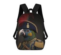 sinyumoney Parrot in Noble Attire School Bag Backpack Teen Schoolbag 3D Printing Adjustable Schoolbag Fashion Pocket Bag for Kids Boys Girls Students And Teenagers Fans 17inch