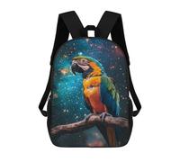 sinyumoney Parrot in Space Cosmic Beauty School Backpack Lightweight Airport College Students Back Pack for Boys/Girls/Teenagers 17inch