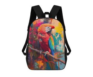 sinyumoney Parrot Oil Painting Backpack School Water Resistant Travel Backpack Computer Bag for Girls Boys Teenage 17inch