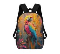 sinyumoney Parrot Oil Painting Backpack with Pocket 3D Printed Backpacks, Travel Rucksacks Book Bags Kids School Bag 17inch