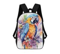 sinyumoney Parrot with Flowers Backpack 3D Printed Children's School Backpack for Kids High Capacity Travel Rucksacks Book Bags Kids School Bag Back Pack 17inch