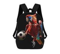 sinyumoney Parrot with Soccer Ball School Backpack for Girls Backpack Water Repellent Casual Daypack Lightweight Rucksack Boy Girl School Backpack 17inch