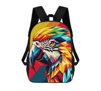 sinyumoney Parrot Wpap Pop Art Kids School Backpack School Bag 3D Printed School Bag for Boys Elementary And Middle School Students 17inch