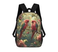 sinyumoney Parrots in Blossom Garden School Bags School Secondary High School College Backpack Travel for Men, Women & Teenage Boys 17inch
