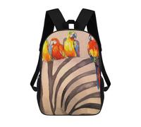 sinyumoney Parrots on Zebra Backpacks Kids School Backpack School Bag 3D Printed School Bag for Boys Elementary And Middle School Students 17inch
