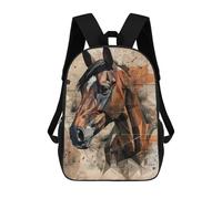 sinyumoney Partial Geometric Horse School Backpack for Girls Backpack Water Repellent Casual Daypack Lightweight Rucksack Boy Girl School Backpack 17inch