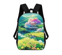sinyumoney Pastel Fantasy Landscape Backpack Kids School Bag Boys Cartoon 3D Print Students Schoolbag Laptop Daypack for Boys Girls 17inch