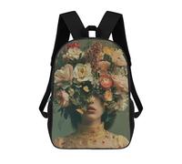 sinyumoney Pastel Flowers Woman Art Kids Backpacks Children Bag,Anime Bag,Large Capacity Kids Backpack, 3D Printed Children's,Student Schoolbag,Kids Boys Girls School Bag 17inch