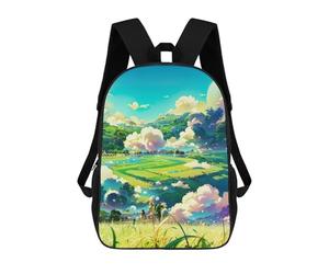 sinyumoney Pastoral Dreamscape -3 Kids Backpack,School Backpack Kids School Bag 3D Printed Cartoon Large Capacity Backpack for Kids Boys And Girls 17inch