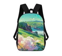 sinyumoney Pastoral Landscape with Cliffs School Bag 3D Printed Backpacks Fashion Kids School Backpack Boys Rucksacks for Boys Middle School Students 17inch