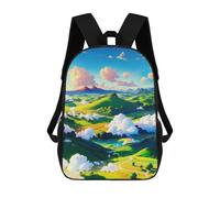 sinyumoney Pastoral Landscape with Rolling Hills Backpacks 3D Printed Kids School Backpack School Bag Fashion Rucksacks for Boys Elementary And Middle School Students 17inch