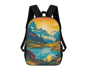 sinyumoney Patagonia Lake Sunset Kids School Backpack School Bag 3D Printed School Bag for Boys Elementary And Middle School Students 17inch