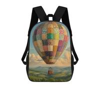 sinyumoney Patchwork Hot Air Balloon Children's School Backpack 3D Printed for Kids Travel Rucksacks Book Bags for Boys Elementary School Students 17inch
