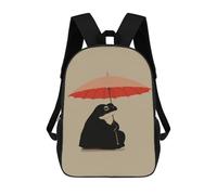 sinyumoney Patient Umbrella Frog 3D Printed 17inch Kids School Bag Rucksacks Children's School Fashion Casual Back Pack High Capacity Travel Book Bags