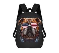 sinyumoney Patriotic Bulldog USA Backpack School Daypacks Business Backpack Water Resistant Bookbag for Girls Boys Teenage 17inch
