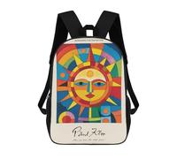 sinyumoney Paul Klee Colorful Sun Kids School Backpack 17 Inch School Bag 3D Printed School Bag for Boys Elementary And Middle School Students