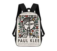 sinyumoney Paul Klee Exhibition 1959 3D Printed 17 Inch School Backpack Children's Backpacks 3D Printed Cool Knapsack for Boys Elementary And Middle