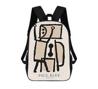 sinyumoney Paul Klee Locksmith 1940 Children's Backpack, 17 Inch 3D Printed School Backpack, Backpack Cartoon Adjustable School Bag for Primary School